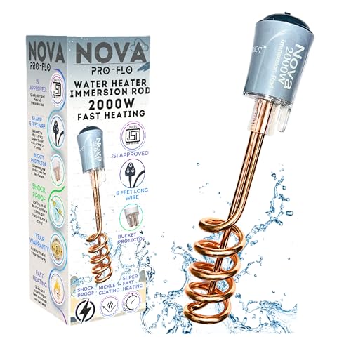 Nova Water Heater Rod for Home Shock Proof Immersion Heating Rod | TURBO HeatPro Technology for Rapid Heating | 2000w Copper Element | 6 Months Warranty | Nova Water Heater Rod for Home Shock Proof Immersion Heating Rod | TURBO HeatPro Technology for Rapid Heating | 2000w Copper Element | 6 Months Warranty |