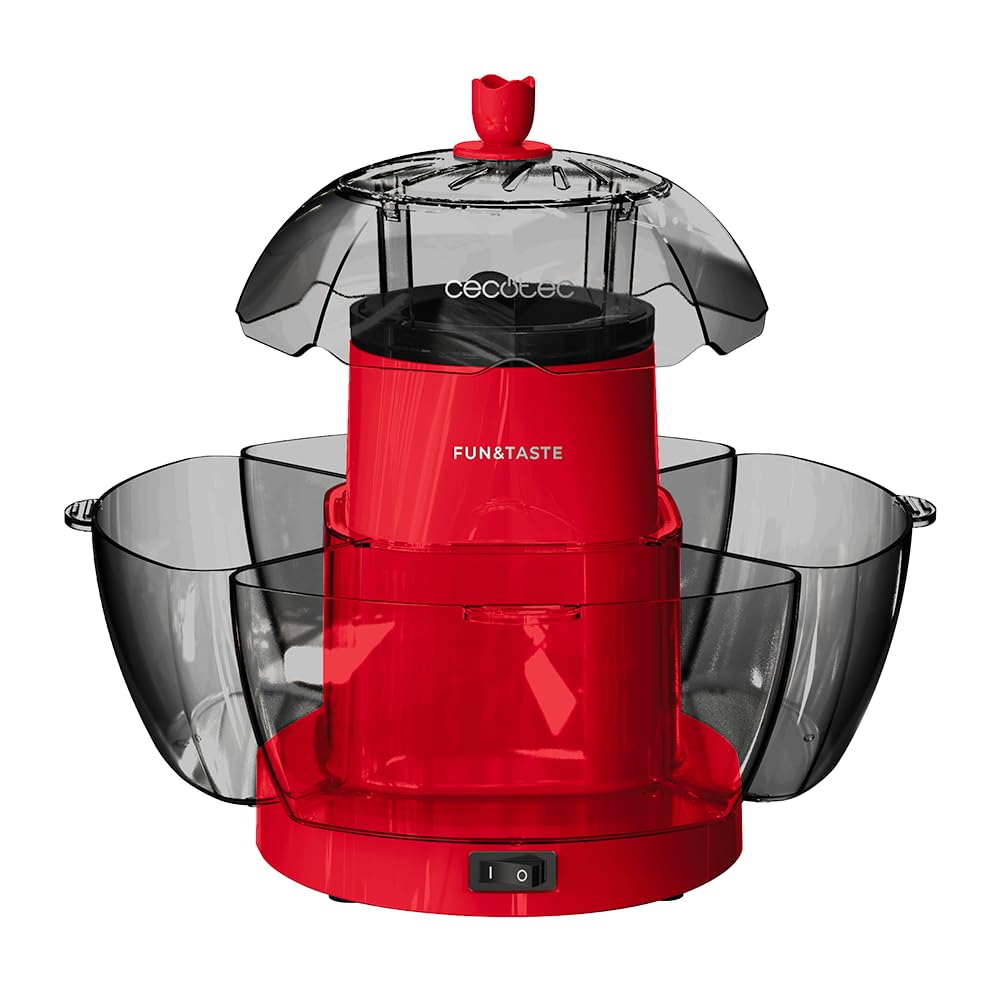 Cecotec Machine à popcorn électrique Fun&Taste P'Corn Lotus. Machine à popcorn de 1200 W, popcorn prêt en 2 minutes, comprend 4 récipients amovibles, capacité totale de 4,5 L.