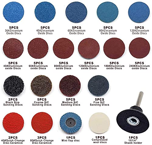 Sanding Discs Set 80 Pcs YUFUTOL 2 inch Quick Change Discs with a 1/4 inch Holder,Surface Conditioning Discs for Die Grinder Surface Prep Strip Grind Polish Burr Finish Rust Paint Removal