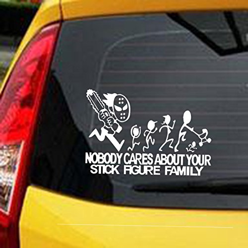 Aiwall C-008 Chainsaw Decal Nobody Cares About Your Stick Figure Family Funny Vinyl Sticker 8"x5"