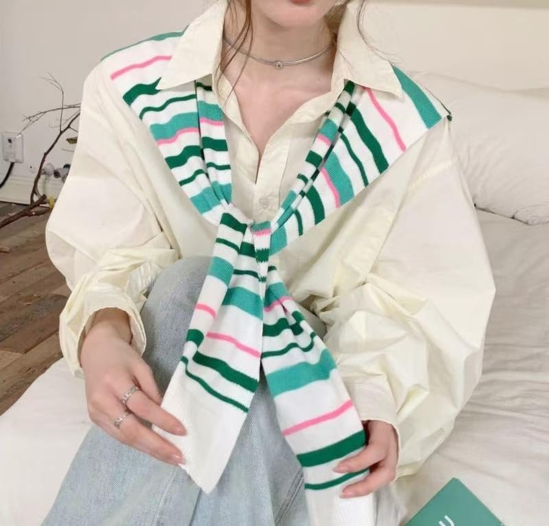 Image of WaJuemy Sweater Shawl Wraps for Women Sweater Knitted Knotted Shawls Travel Casual Scarf Cape Shoulder Tops Fashion Wrap