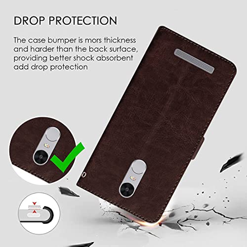 Image of Flip Cover Back Case for Mi Redmi Note 3 | Premium Leather Finish | Inbuilt Pockets & Stand | Flip Cover Back Case for Mi Redmi Note 3 (Coffee)