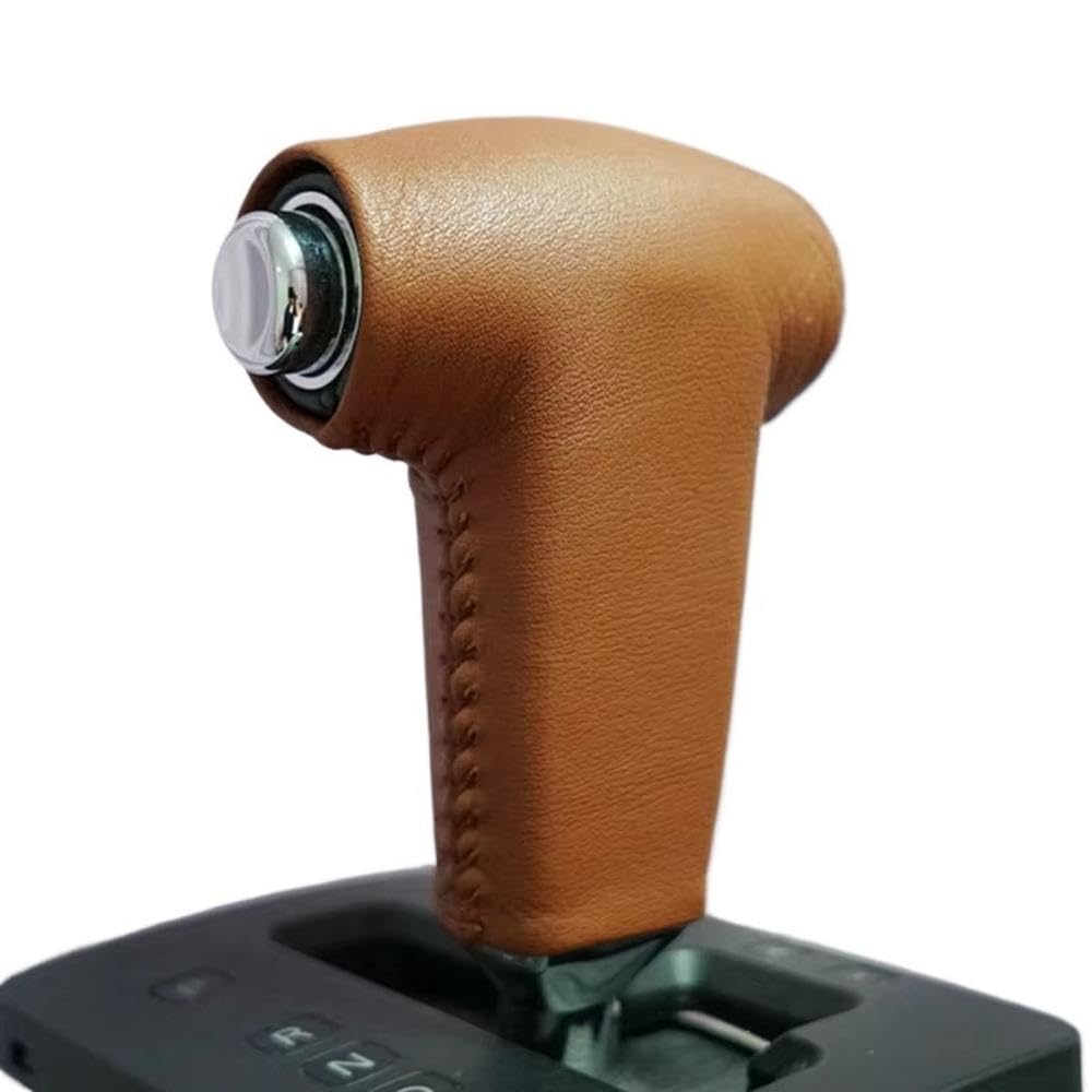 YDXHERTA Real Leahter Gear Shift Knob Cover for Touareg for Phaeton 2003 2004 2005 2006 2007 2008 2009 2010 2011 2012 2013 Auto Parts(Brown)