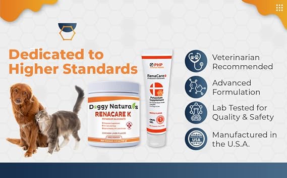 RenaCare K is for Renal K (Potassium Gluconate) Potassium Supplement Gel for Dogs and Cats, (30 oz) with Maple Flavor (Made in U.S.A)