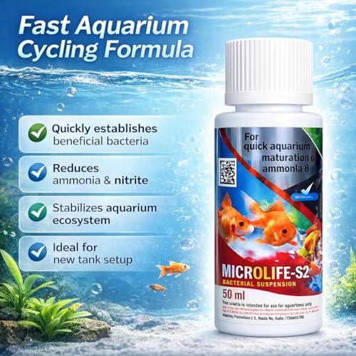 Image of VAYINATO Aquatic Remedies Micro Life S2 Beneficial Bacteria Liquid Bacterial Suspension For Quick Aquarium Maturation And Ammonia And Nitrite Removal (50 Ml)