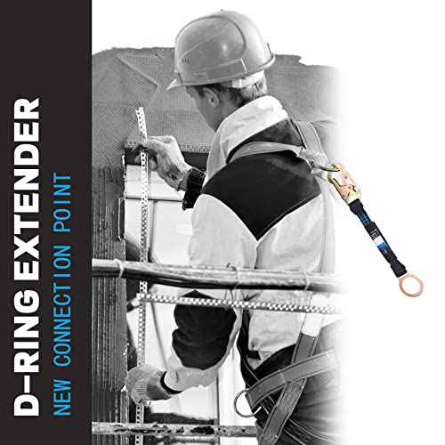 Image of 18 Inch D Ring Extender with Galvanized Steel Self Locking Snap Hook and O Ring，Heavy Duty Fall Protection Safety Harness Extension Lanyard，For Construction & Roofing, OSHA /ANSI Compliant