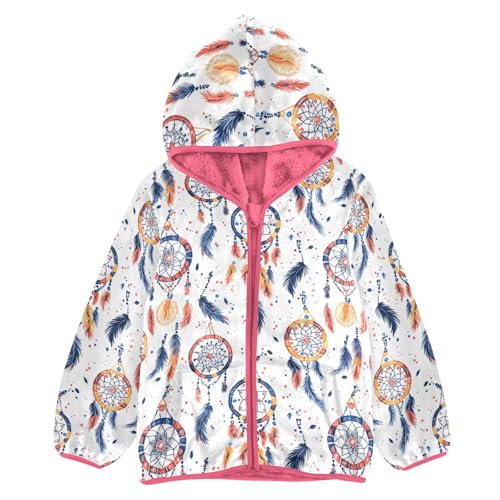 Boho Dream Catcher Girls Fleece Jacket Girls Fall Jacket Girl Coats Zip Up Hoodie Children Sherpa Warm Outerwear 2-10T