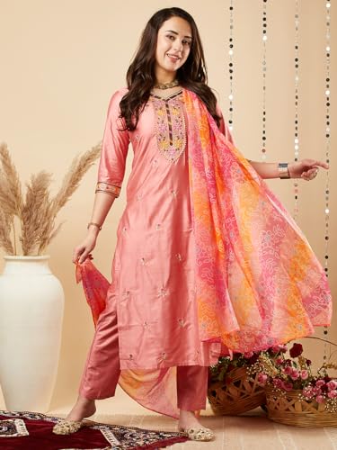 Image of ANNI DESIGNER Women's Cotton Blend Kurta with Pant & Dupatta