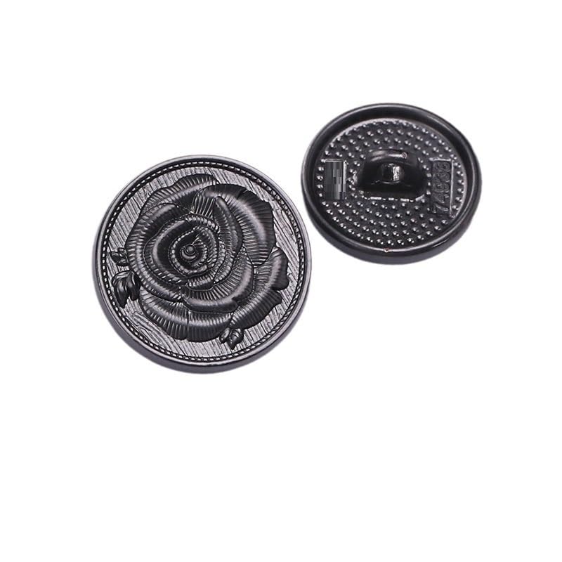 Botones Vintage, 20 Botones con patrón de Flores vástago, botón Redondo for Ropa, cárdigans, Abrigos, proyectos Manualidades(Black,20 mm)