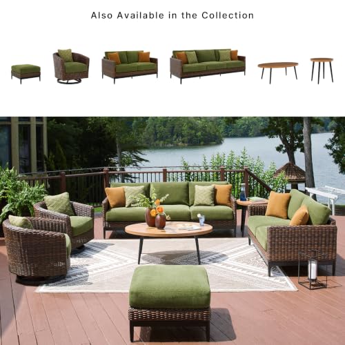 Signature Design by Ashley Horizon Hall Casual Outdoor Sofa with Cushions, Rust-Resistant Aluminum Frame, Handwoven Resin Wicker 3-Seat Patio Couch for Deck or Sunroom, Green & Dark Brown, 88" W - image 5