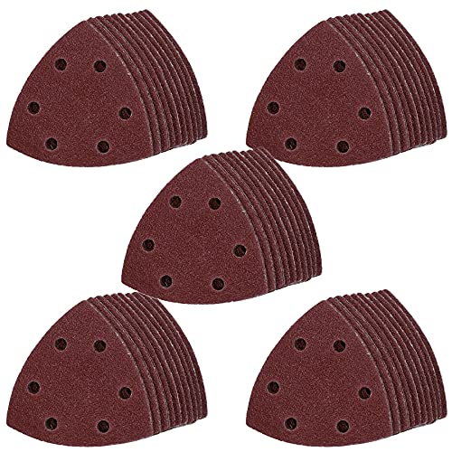 90mm Triangular Sanding Abrasive Discs Pads Hook Loop Backing Mixed Grit 250pk