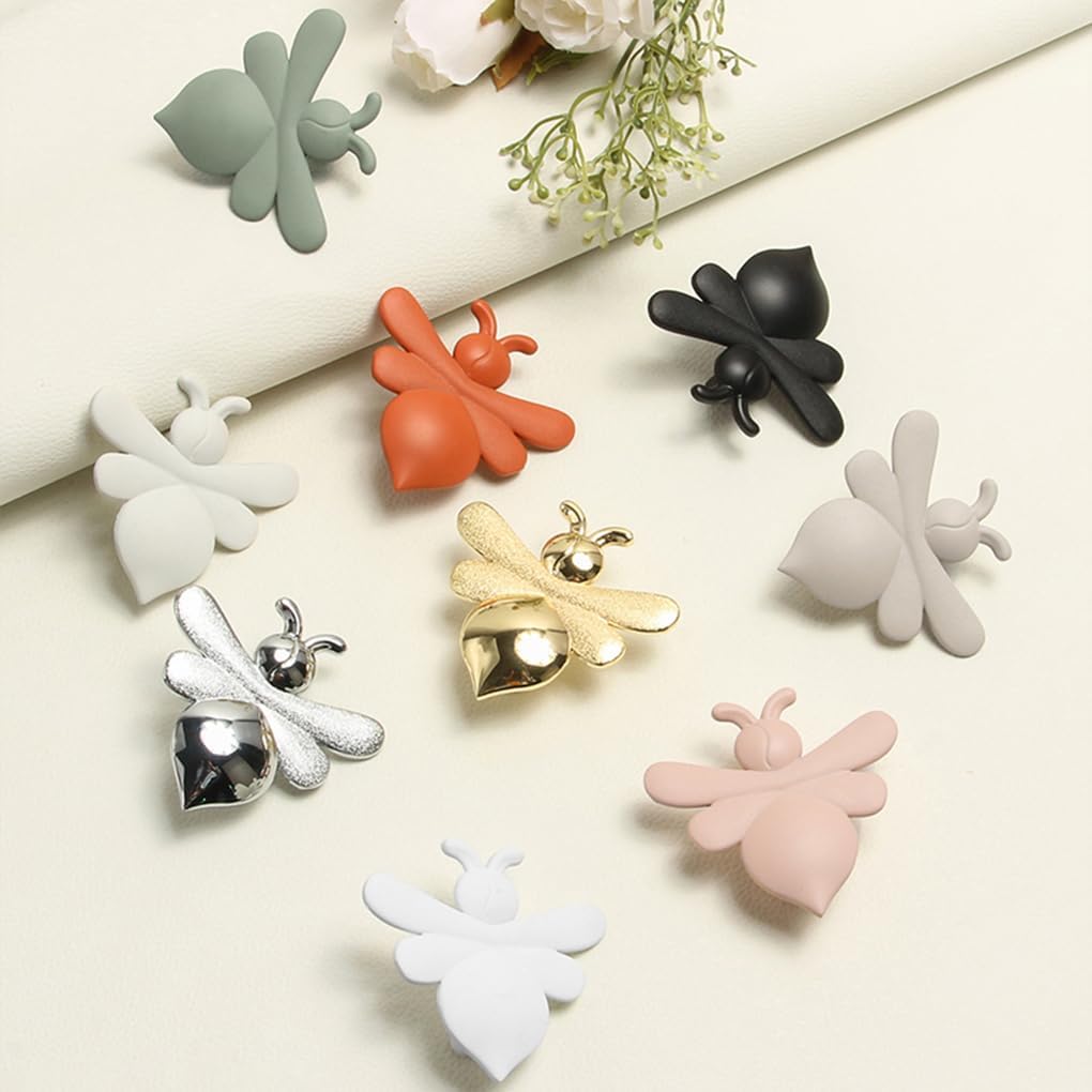 Wulachaka 2pcs Wardrobe Multicolored Door Levers Children's Room Kids Knobs Bee Shape Design Cabinet Pulls Zinc Alloy Handles (Black, Hole spacing 32mm)