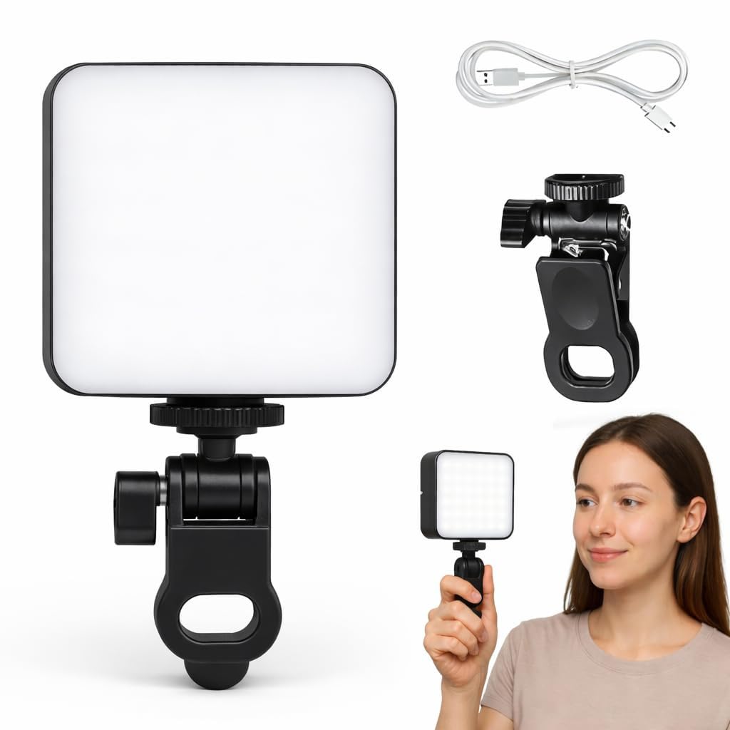 RGB Pocket Camp Rechargeable LED Photography Light, Adjustable Brightness, Portable Camera Light for Video Shooting, YouTube,Smartphone, Makeup, & Laptop Lighting with Screen Clip-image-44