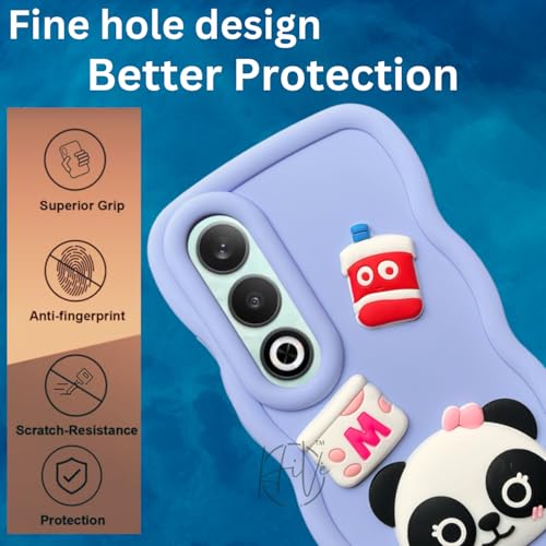 Image of Fancy Back Cover for Oneplus Nord CE4 5G Cute Panda 3D Cartoon Silicone Phone Case (Purple)