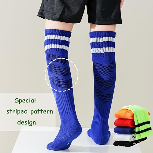 Marchare Boys Soccer Socks Toddler Athletic Socks Knee High Striped Football Socks For Boys Girls4
