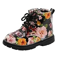 Little Girls Designer Boots Waterpoor Ankle Boots Side Zipper Booties Floral Print Short Boots Baby Girl Boots 12-18 Months