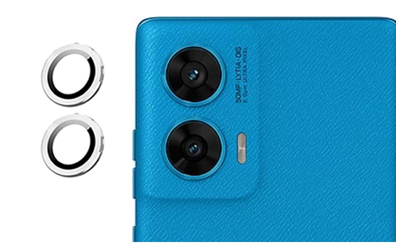 Image of imluckies Camera Ring Lens Protector (Aluminum with Tempered Glass) Compatible for Moto G96 - Silver (Pack of 2 rings)