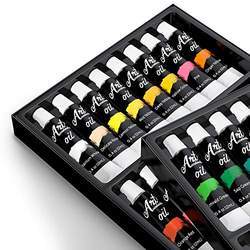 Oil Paint Set - 32 Color Painting Set For Artists, Adults & Kids. Complete Collection Of Pigment Rich Oil Based Paints. Professional Art Supplies Kit W/ 12 Ml Tube Colors & Extra Paint Brush :) #TOP3