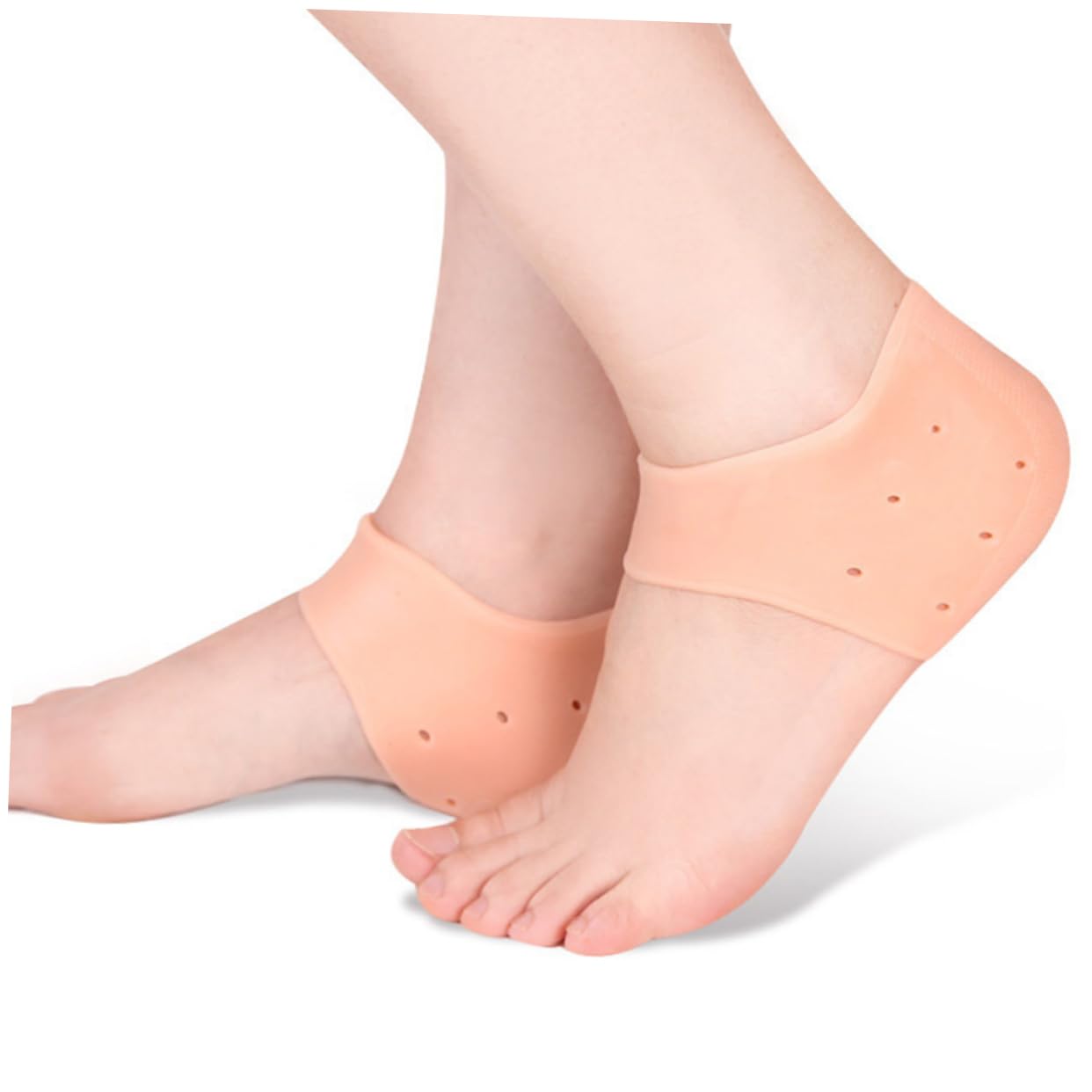 OHPHCALL 1 Pair Women's Silicone Gel Heel Socks Foot Care Protector Cracked Skin Protective Sleeve for Ankle