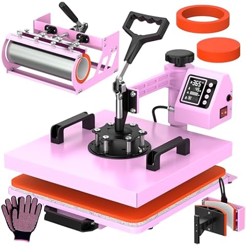 12x15 Heat Press with 30 OZ Tumbler Attachment, 5 in 1 Heat Press Machine for T Shirts, Tumblers Glass Cans Mugs Hats and Plates Cover