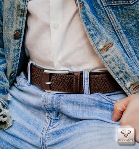 BULLIANT Men Golf Belt,Stretch Women Braided Belt for Men casual Sports Golf Snug Fit 1 3/8"4