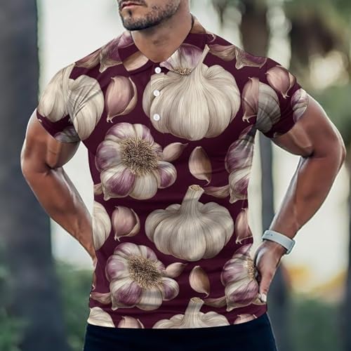 Polo de golf homme style réaliste imprimé ail coupe sèche - 2