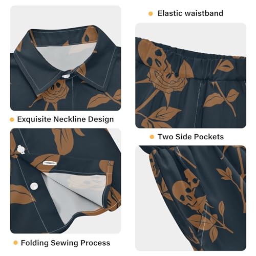 Image of visesunny Boy's 2 Pieces Shirt and Short Set Casual Shirts Short Sleeve Beach Shorts Summer Outfits for 3-10 Years Kids