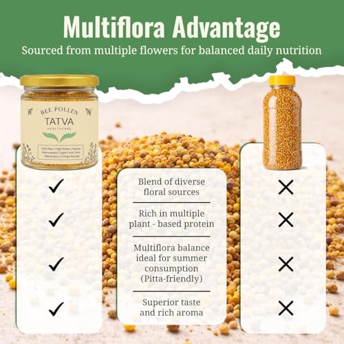 Image of Organic Bee Pollen Granules (Glass Jar) | Protein-Rich Superfood for Energy & Immunity Support | Plant-Based | Multiflora Blossoms |