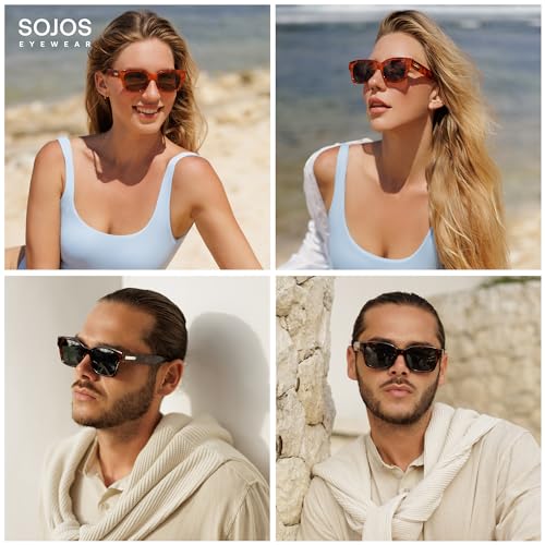 SOJOS Classic Square Polarized Sunglasses for Women Men Trendy Unisex Design SJ23723
