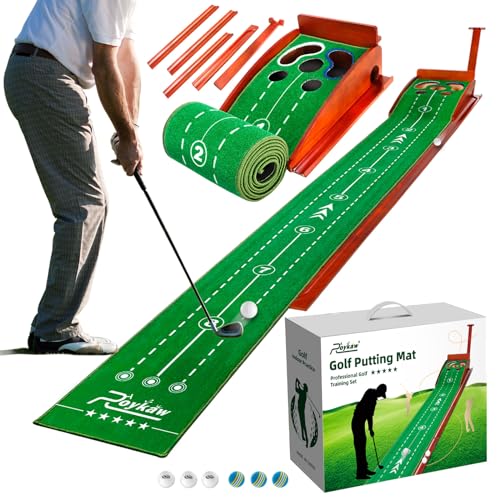 Roykaw Golf Putting Mat, Putting Green for Indoor,Golf Practice Mat w/Auto Ball Return, Golf Practice Training Aid for Home and Office, Easy Assembly, for Golf Enthusiasts