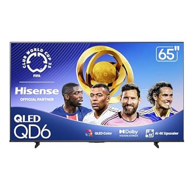 Hisense 65" Class QD6 Series (65QD6QF, 2025 Model) QLED 4K UHD Smart Fire TV, Voice Remote with Alexa, Dolby Vision, Dolby Atmos, Motion Rate 120, HDR 10+, Game Mode Plus, MEMC, VRR, ALLM