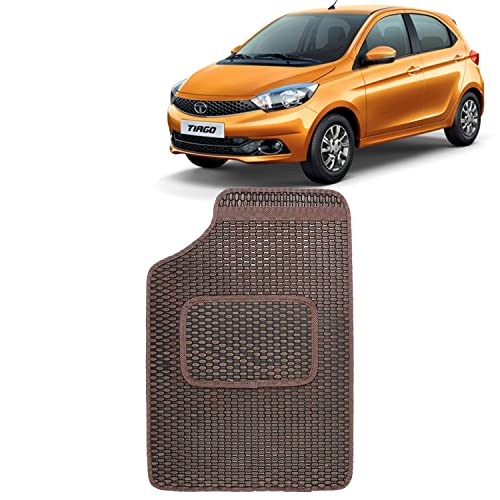 Image of Kingsway Dotted Design Car Floor Foot Mats Universal Fit for Tata Tiago, Model Year : 2020 Onwards, Water and Dustproof, Color Brown, Set of 5 Pieces