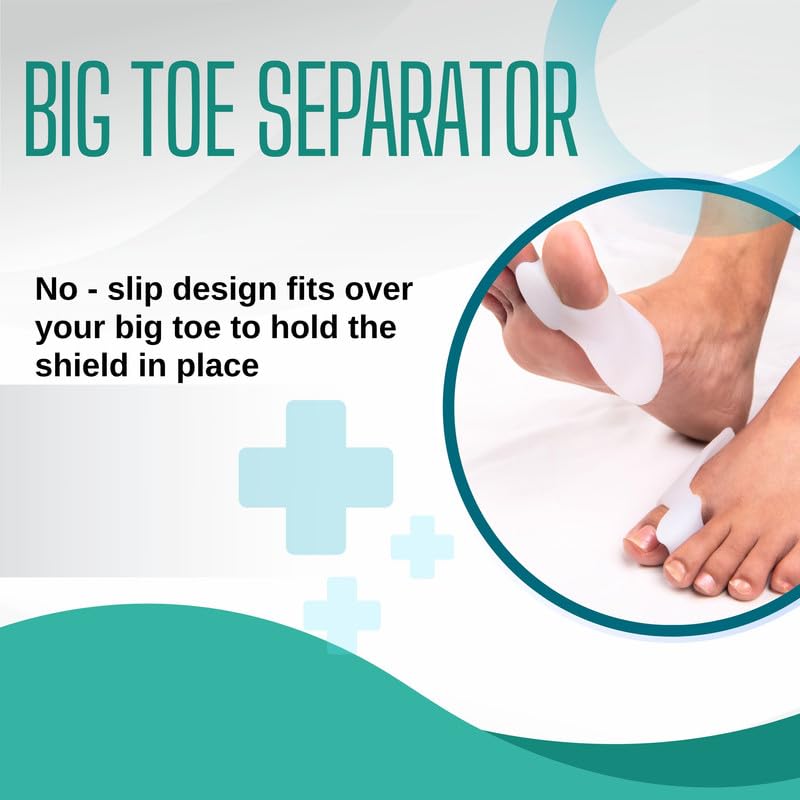 Image of Wonder Care Silicone Toe Separator For Feet Gel Pads Big Toe Corrector Bunion Straightener Yoga Stretcher Hammer Bunion White [Pair of 2-4 Pieces]