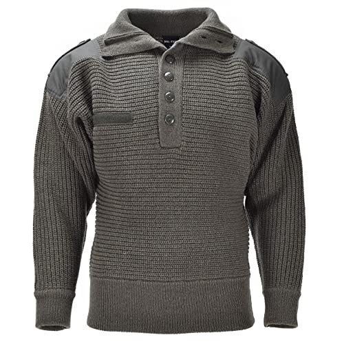 Österreichische Armee Alpine Sweater Mil-Tec Herren Pullover Strick Atmungsaktiver V-Ausschnitt Wollpullover Olive, Grün, X-Groß