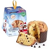 dekora - Panettone con pepitas de chocolate 100 g | Receta italiana tradicional | Con recortable de The Elf on the Shelf | Ideal para niños, desayuno o postre