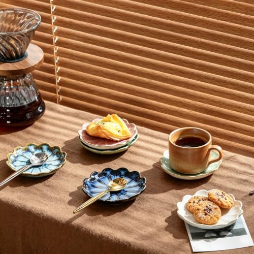 Image of Ceramic Spoon Rest for Stove Top, Flower Cute Spoon Rest for Kitchen Counter, Cooking Spoon Holder for Kitchen Counter, Utensil Rest Spatula Rest Ladle Holder Tong Rest, 1 PC (Retro Sapphire)