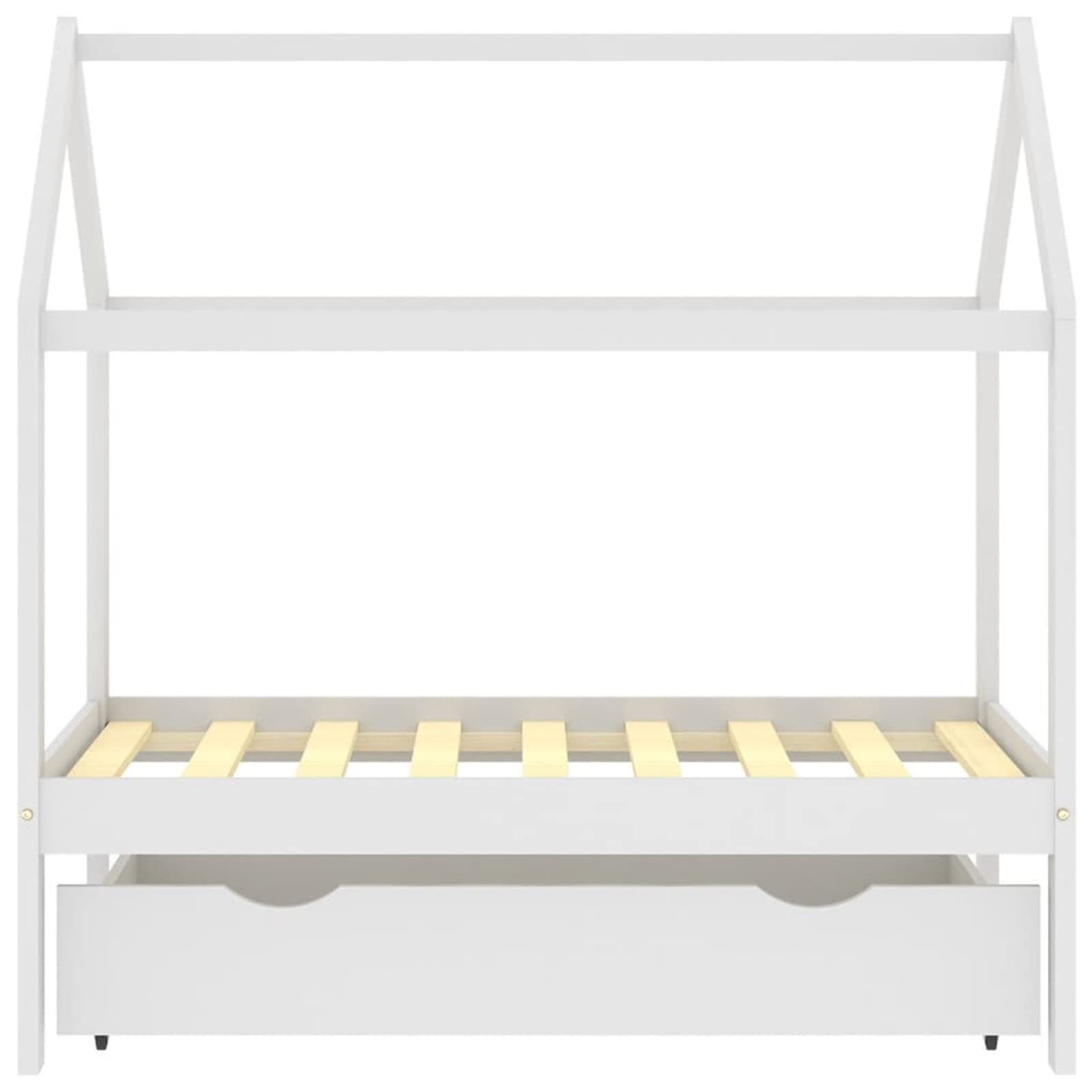 Chusui Kinderbett mit Schublade, Kinderbett, Hausbett, Betten, Kinder Bett, Weiß Massivholz Kiefer 70x140 cm