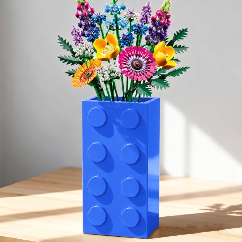 Vase for Lego Flower Bouquet Building Set Display Stand for Lego Roses-Blue