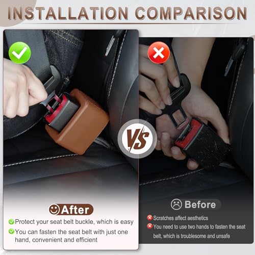 Image of Amiss 2PCS Seat Belt Buckle Holder, Universal Silicone Rear Seat Belt Booster & Fixer for Easy Access, Keeping Receptacle Upright, Car Interior Accessories-Fits Most Cars (Brown)