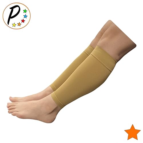 Miniatura 2 de Kids Edition - Espinillera para pantorrilla, 15-20 mmHg, soporte de compresión mediana, manga deportiva para gimnasio, correr, (nude,