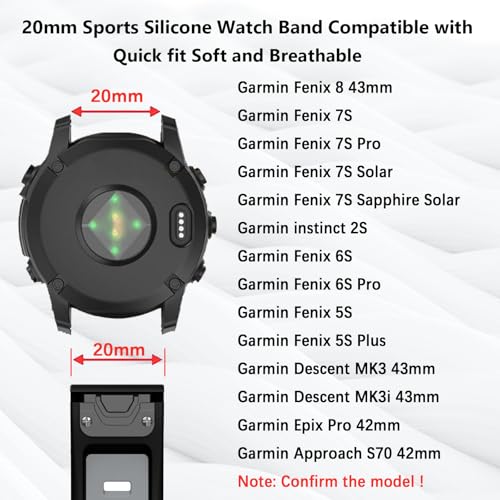 Image of 20mm 22mm 26mm Quick Fit Silicone Bands Compatible with Garmin Fenix /Tactix /Instinct Series Smart Watch Band,Sport Silicone Strap for Garmin QuickFit Watch Strap Replacement