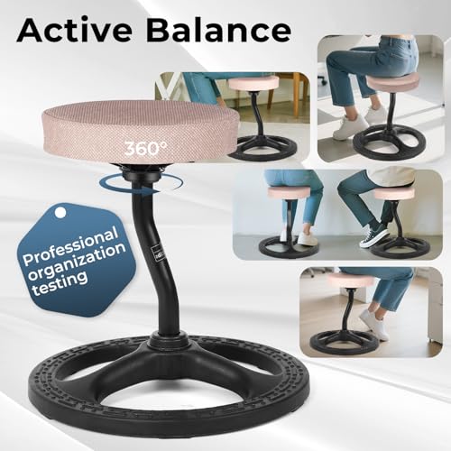 Image of ADHD Chair for Kids, Yoga Chairs for Adults, Wobble Stool Active Flexible Seating Desk Chair with Non-Slip Base and Washable Seat Cover for Stability, Balance, Yoga, Office, School, Classroom