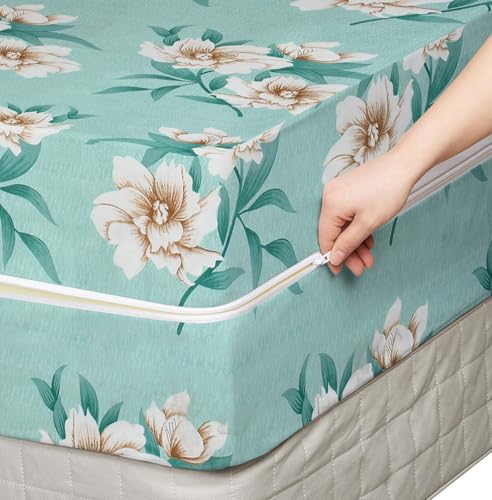 Image of VAS COLLECTIONS Cotton Feel Ultra Soft Mattress Protector Single Bed, 72x36 Inches | Breathable - Hypoallergenic Fitted Bed Protector /Mattresses Cover (72 inchx36 inch - Single, Light Green)