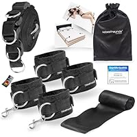 Liebesfreunde® Bondage-Set Bett Fesseln Sex-Spielzeug für Paare I Extrem stabiles BDSM Fesselset mit Bettfesseln, Handschellen, Augenbinde
