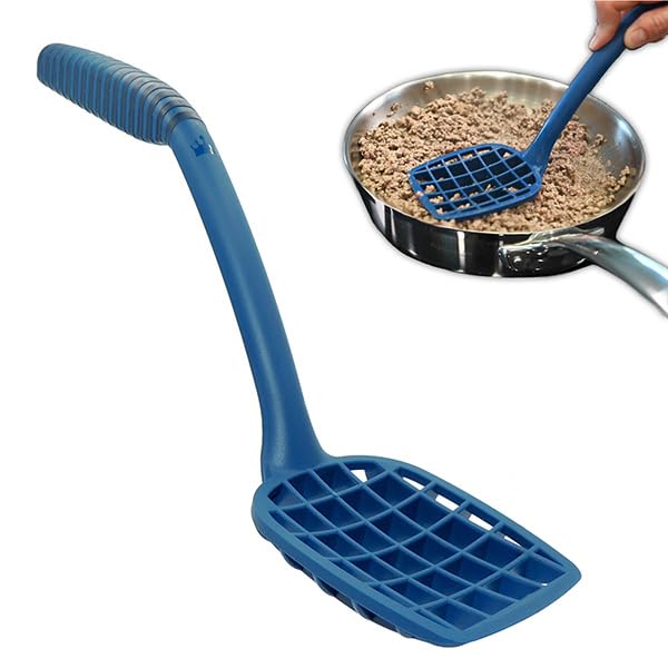 GEO Ground Meat Cooking Tool, meat masher, hamburger chopper with blade to chop and curved bottom to cook ground beef, chicken, and turkey