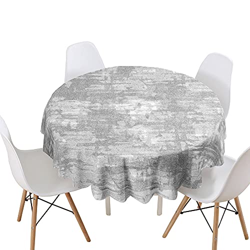 Highdi Impermeable Mantel de Redondo, 3D Antimanchas Lavable Manteles Moderno Decoración para Salón, Cocina, Comedor, Mesa, Interior y Exterior (Gris Claro,Diámetro 150cm)