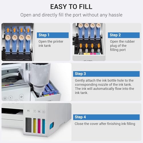 Image of KOSH 011 & 012 Refill Ink Bottle Compatible for Epson L8180 and L8160 Printers (6, BK C M Y GY PB Set)