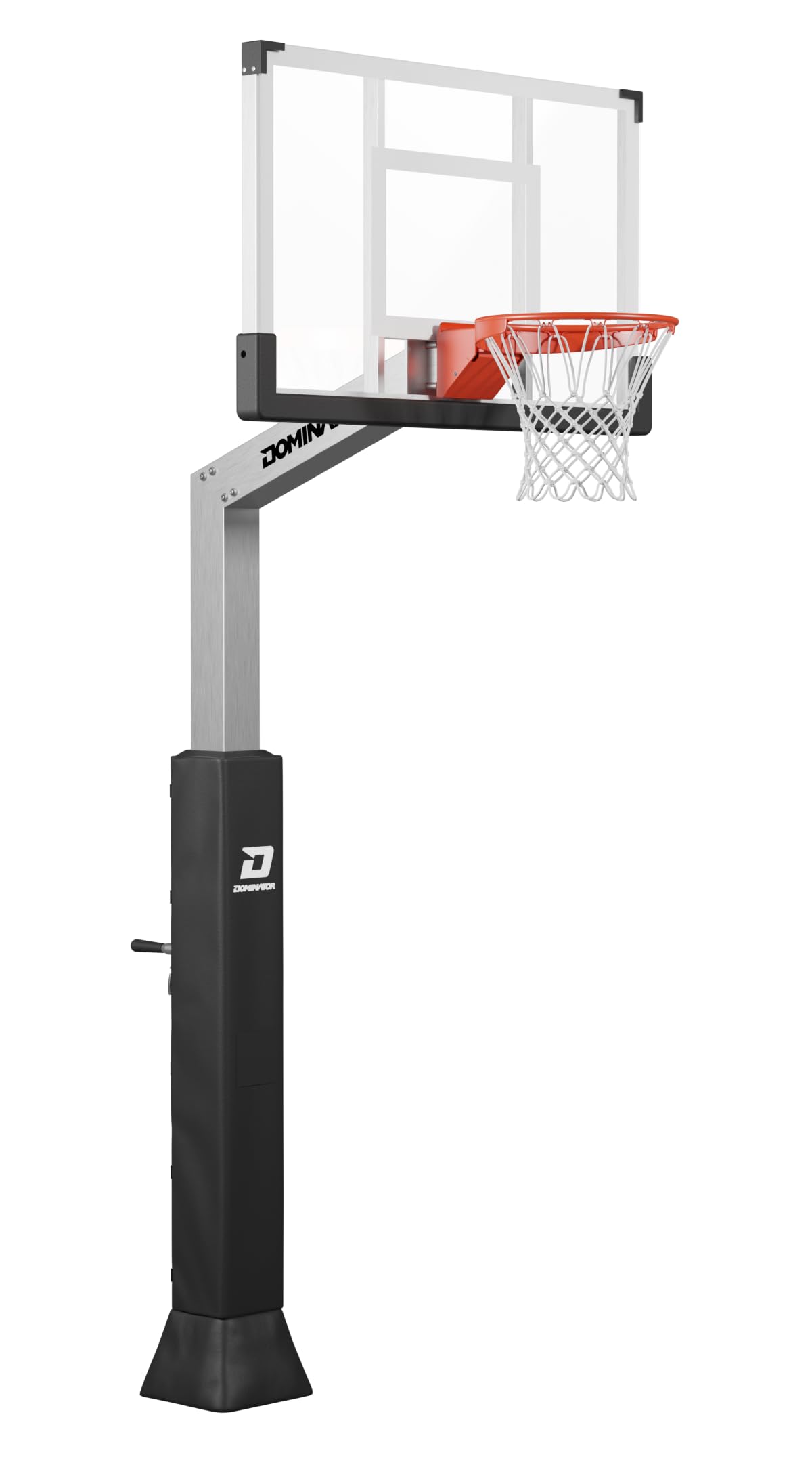 DOMINATOR Premium Inground Adjustable Basketball Hoop - 54" Backboard w/ 2.5' Overhang - Aluminum Adjustable Basketball Goal - Adjusts from 7.5' - 10', Made of Heavy Duty Rust Proof Aluminum