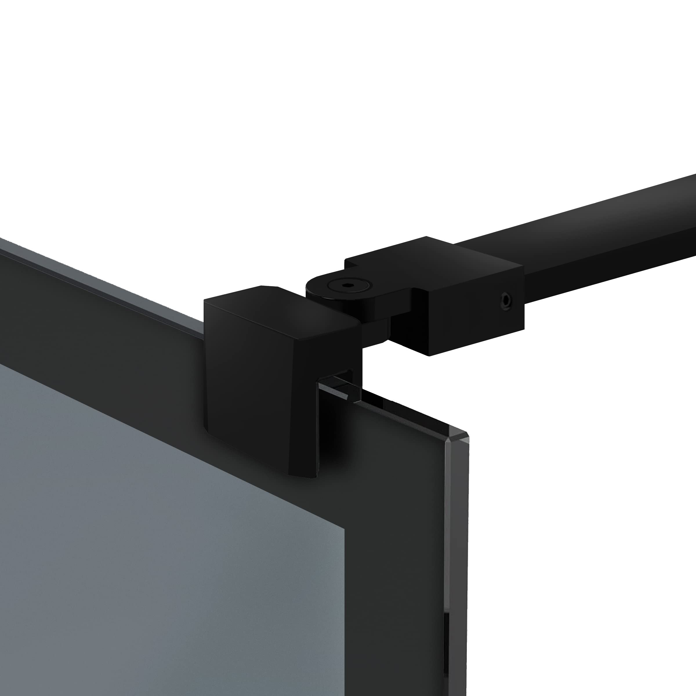 Aqua Roy Schwarz, Modell Urban Black, Größe 100 cm ab 70/80/90/100/110/120, Walk in Duschwand Duschabtrennung 8mm Glas grau mit NANO-beschichtetem sandgestrahltem Muster (100x195cm)