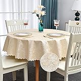 Romanstile Mantel redondo de vinilo, 100 % impermeable, resistente, resistente a derrames de aceite, resistente a las manchas, mantel de plástico PU con respaldo de franela para cocina y comedor